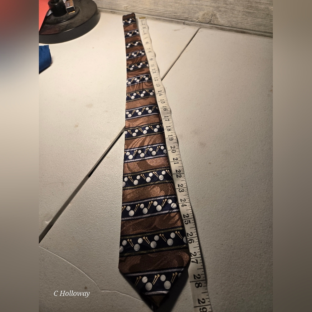 Steven Harris Hand Made Golf Ball Mens Neck Tie Necktie Brown Golf Tees